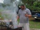 Butch "signals" that lunch is ready.