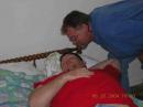 Glenn (KE4YZK) gives Luke (W4WCW) a wake up call to get him up and operating...that boy got more sleep than all of us put together...hahaha