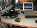 Here's the operating setup inside the RV. Note the reflective barriers placed on the windows to minimize the heat of Arizona's summer sun.