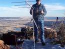 Bob pointing the antenna and tuning the FT-817.