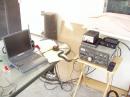 The setup. (The colorful mess of wires is for connecting the TNC to the radio)