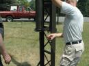 Cranking the next section into the tower assembly.