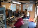 Let the Contest Begin.  Barry N2NVP (back station) and John N1BJT operate the 20 and 40 meter stations.
