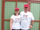 "Jes, KD5EUL (left), and Bob, NZ5A (right), emerge from the shack after their fourth Father-Daughter Field Day effort."
