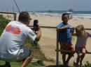 John KE6OAQ captures a family shot for the SSTV demo. Note the world-famous Huntington Beach pier in the background.