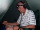 Jon (N8ZH) working the "night shift" with the help of the Petzl Tikkina headlamp