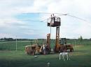 Ricky seemed quite comfortable watching Kelley-W0RK and Ralph-K0IR put the finishing touches on the 40M beam.  A couple of more 'tweaks' and she'll be good-to-go for FD.  Hoisting it to full height took about 30 seconds!