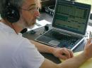 Al K7NHV pounds a little brass on the CW station, located in the club's communication trailer.