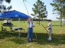 WB9GIU installs his antenna and his radio for 17 meter operation at Field Day......