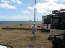 Bob - N0DQD running ropes and coax.