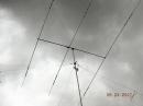 Cushcraft A3S on a homebrew 40' tiltup/rotatable mast at the fone tent.  Inverted vees for 80 &amp; 40 served double-duty as guy wires.  80m is a 4-wire cage - 400KHz BW w/o a tuner.