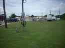 Our power source (Yes, it is a commercial main, but it is on a temp pole).  You can see the stage and carnival in the background. 