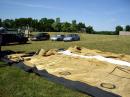 Preparing to inflate the main tent