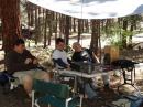 Our simple yet fun Field Day 2007 HF station.  (left to right: Ed James KA8JMW, Brian Mileshosky N5ZGT, Rich James)