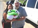 Is a little silliness okay after a long, exhausting contest?  Here W6TAI and N6NB show off a giant stuffed tadpole that Carrie won at a county fair just before the contest.