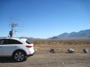 This is W6TAI's rover vehicle in DM16 south of Lone Pine.  The path toward Tehachapi is more or less through the gap in the mountains.