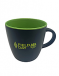 12 oz. ceramic mug with the Evergreen Field Day logo has a black matte exterior enhanced by a green interior.