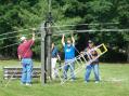 Erecting the AB-621 tower and tribander - left to right - Manny K4MSR (our EC), Frank AE4OW, Glenn WO4R, &amp; Hy W2SEL