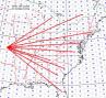 Primary Es paths on 10 Meters Sunday morning around 1600 UTC.