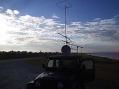 EL96QX 
SATURDAY NIGHT 40° AND MOSQUITOES VERY THICK 
THIS PICTURE AROUND 1230Z SUNDAY MORNING, SETTING UP SOUTH 1/2 MILE FROM SPOT SATURDAY EVENING DUE TO BAD POWERLINE NOISE S9