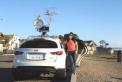 Carrie (W6TAI) poses with her rover setup in Shell Beach (CM95) the day after the contest.  She was first licensed as KI6UZV 12 days before the contest and operated under that call.  She received her vanity call four days after the contest.  Carrie drove and operated alone but had mentoring from several longtime radio amateurs.  None of them had ever seen a newcomer learn more quickly how to operate a contest or aim a microwave dish to find weak signals.  Carrie holds a graduate degree in urban planning and works in that field. 
<p></p>