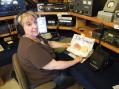 Lisa with a specially prepared 15 meter DX dish, cold, hard, stale, ham and cheese sandwich.
