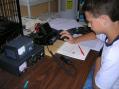 Justin working the 10 Meter Band on the FT-100.  We did training on Friday night, then put theory to practice Saturday morning.  By 1800Z he was a capable operator.