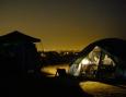 Keith (KI6BDR) making late night contacts -- the lights of the Silicon Valley in the background.
