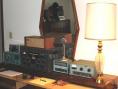 SKN station setup for W1TS. You have to have a VERY understanding XYL to be able to use the dresser in the spare bedroom for your operating position. Just place a 1'X 5' pine board over the 3 upper opened drawers and you are ready for SKN!   P.S. Don't scratch the furniture!