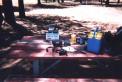 My station - IC-703, LDG Z11 auto-tuner (wider tuning range than 703's tuner), xPower 300 12V/21Ah gel-cell pack
<p>
</p>