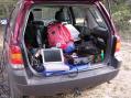 The innovative "shove all the gear into the back of the SUV" operating position.