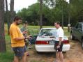 Mike (AF4HS) untagles one of the dipoles while Dave (KB3EQA) and Mark (KR4YH) look on.