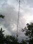 This is 16 5 element 144 MHz yagis fixed on one leg of a 130 ft Rohn 45 tower. A rotatable quad yagi array is on the top. We thought it worked very well.