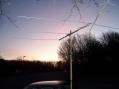 This is the three-element MFJ Six Meter beam pointed east during the early dawn hours on Sunday at the portable hilltop location in Long Island used by WB2AMU.