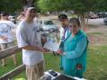 The Mayor receiving her GOTA Certificate from VP Don, AI4ME for making an on air contact. 
Director's Lou, W4BLO, and Bill, KI4BBK, in the back ground.