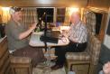 Alex, AB1FC and Dennis, WB1EHD operate the 80/75
meter SSB station at W1NY-Granby, MA early Sunday
morning.
Photo by Mark, W1MRB