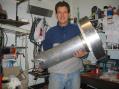 ON4BCB holding a 23 cm feed
<p>
</p>