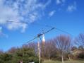 Here is the Six Meter three-element Yagi up only 10 feet because of high winds on Saturday.