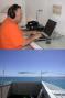 Photos:
ND5S operating the station which consisted of an Icom 706MKIIG, an Alinco switching power supply, an LDG automatic tuner and an HP laptop. 
The antenna farm on the hotel roof overlooking the Caribbean Sea.