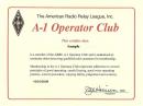 A-1 Operator Club members -- who must be nominated by two current members to join -- receive a certificate, demonstrating that their excellent operating skill has been noticed by their peers.