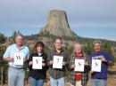 The WY7SS Team from Devils Tower, Wyoming, had fun in the 2009 November ARRL CW Sweepstakes. The team -- Dwayne Allen, WY7FD; Katie Allen, WY7KRA; Ward Silver, N0AX, Janet Margelli, KL7MF, and Chip Margelli, K7JA -- made a Clean Sweep, wrapping up the weekend with 1396 contacts for 222,880 points. [Photo courtesy of Katie Allen, WY7KRA]