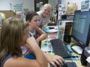 A group of girls having fun on an EchoLink conference at the DAR Radio Club.  [Ed Engleman, KG8CX, photo]