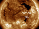 Solar wind flowing from this northern coronal hole could graze Earth's magnetic field on Sept. 17-18. [Photo courtesy of NASA SDO/AIA]