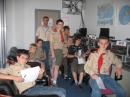 The Low family and friends at 4U1ITU gather to earn the Boy Scout Radio merit badge. [Photo courtesy of Ken Low, KE3X]