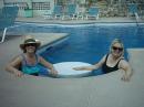 Post contest pool relaxing at Sugar Beach Condos: Ann, KP2YL (left) and Maryann, wife of W2UDT.
