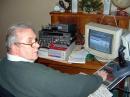 Wilson relaxed over the Christmas holidays in 2000 in his shack in Owensboro, Kentucky. [Gary Johnston, KI4LA, Photo]