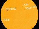 [Photo courtesy of NASA SDO/HMI] Sunspot AR3053 poses a slight threat for M-class solar flares.