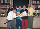 (L) to (R) - Ted KN5O, Steve KG5VK, Mark K5ER, Scott W5WZ, Dallas K1DW and our mascot, BIC.  A new, clean broom for a new, clean sweep!
