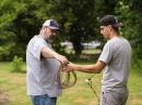 Jesse Creamer, W1DEA, and his son, Chris Creamer, prep an antenna for Field Day 2017 with the Billerica Amatuer Radio Society. (Photo: Kayla Creamer, W2IRY)