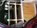 This is the other side of the modular shelves.  I left room between the window/door and the shelves for the numerous power cables, coax, etc.